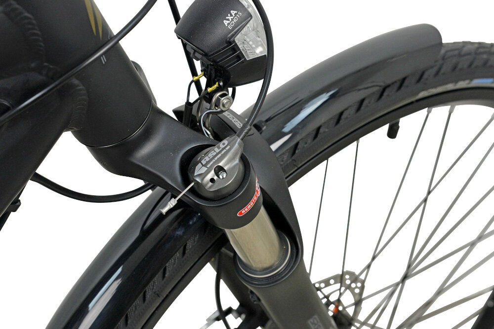 Rower trekkingowy INDIANA X-Road 5.0 M21 28 cali męski Czarno-brązowy  - Amortyzator