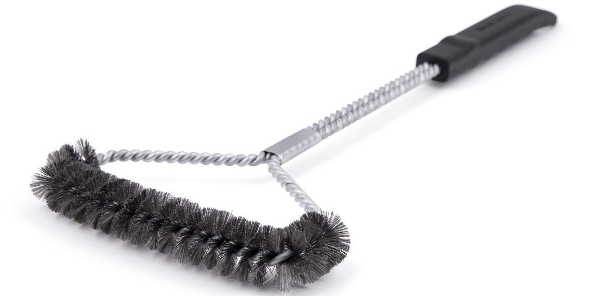 Szczotka do grilla BROIL KING 65641, ruszt, kilka, pociągnięcie, szlachetne, na białym tle szczotka frontem prawo skos