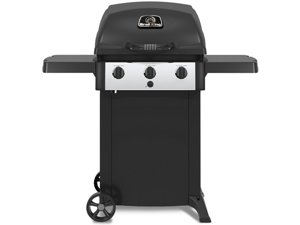 Grill gazowy BROIL KING BK 310 6.9 kW grill z zamkiętą pokrywą na białym tle widok od przodu grillowanie czas wolny smak aromat