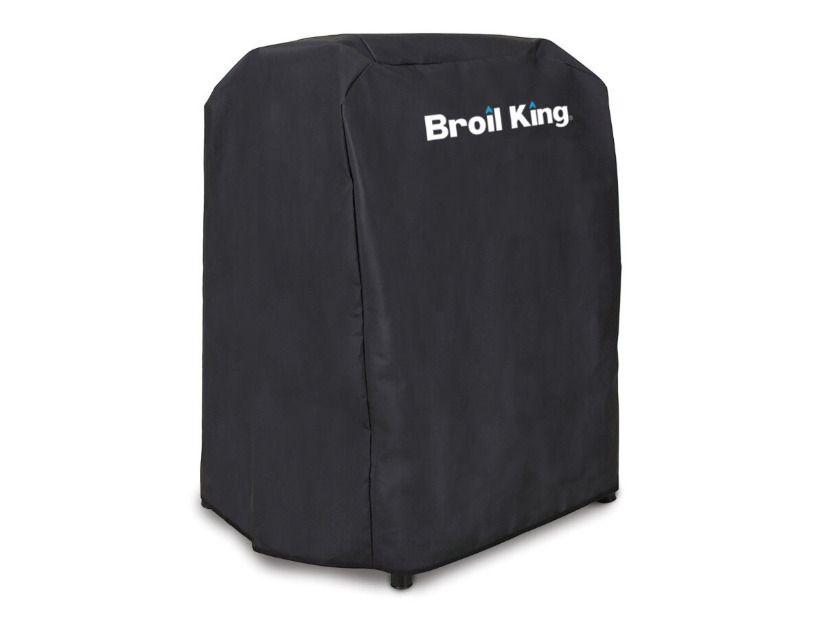 Pokrowiec na grilla BROIL KING BK GEM 67420, trwałość, specyfikacja, poliestrowe, atmosferyczne, na białym tle pokrowiec frontem lewo skos