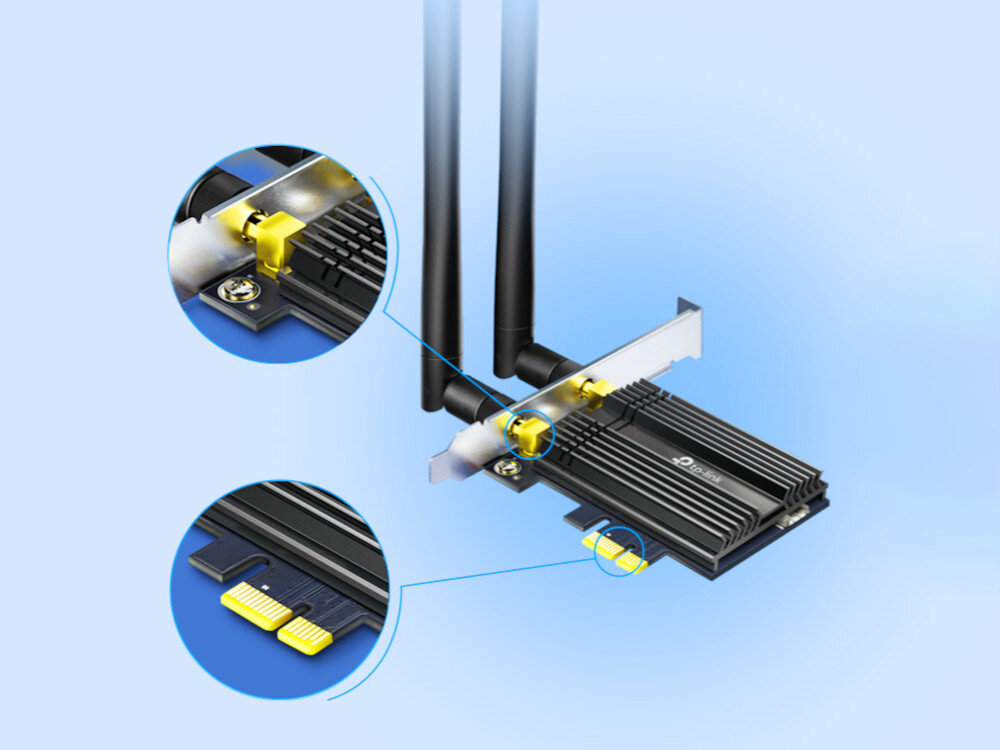 Karta sieciowa TP-LINK Archer TX50E rozpraszacza ciepła pozłacane złącza