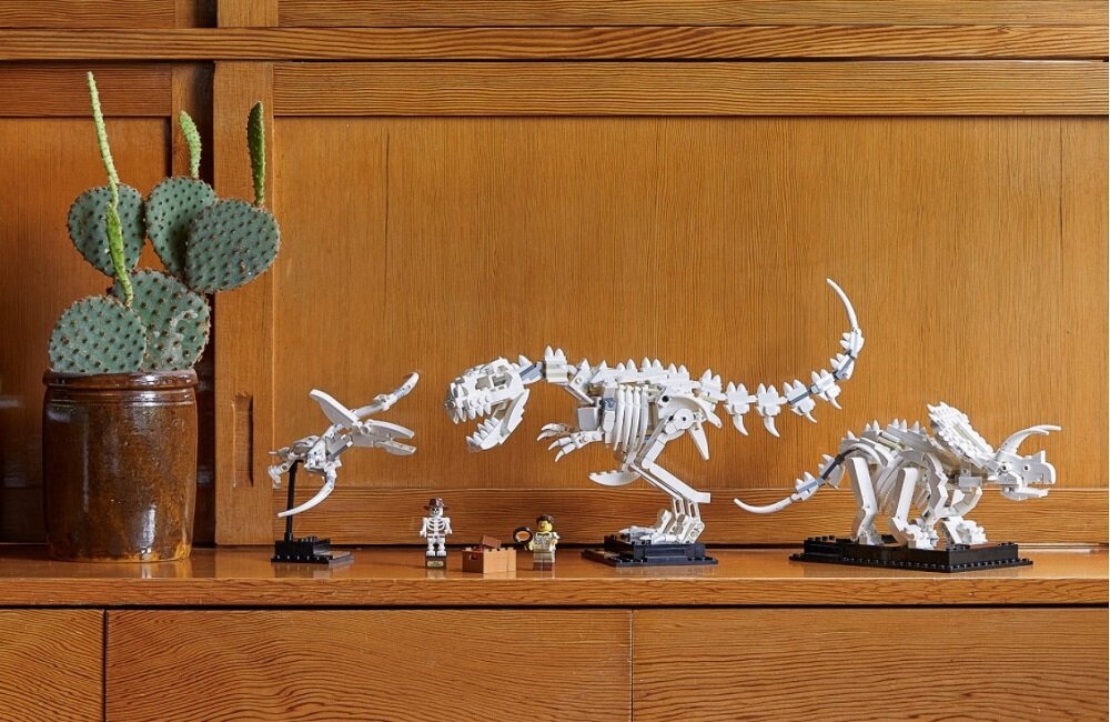 LEGO Ideas Szkielety dinozaurów 21320 model przedstawiający życie na Ziemi miliony lat temu 910 elementów