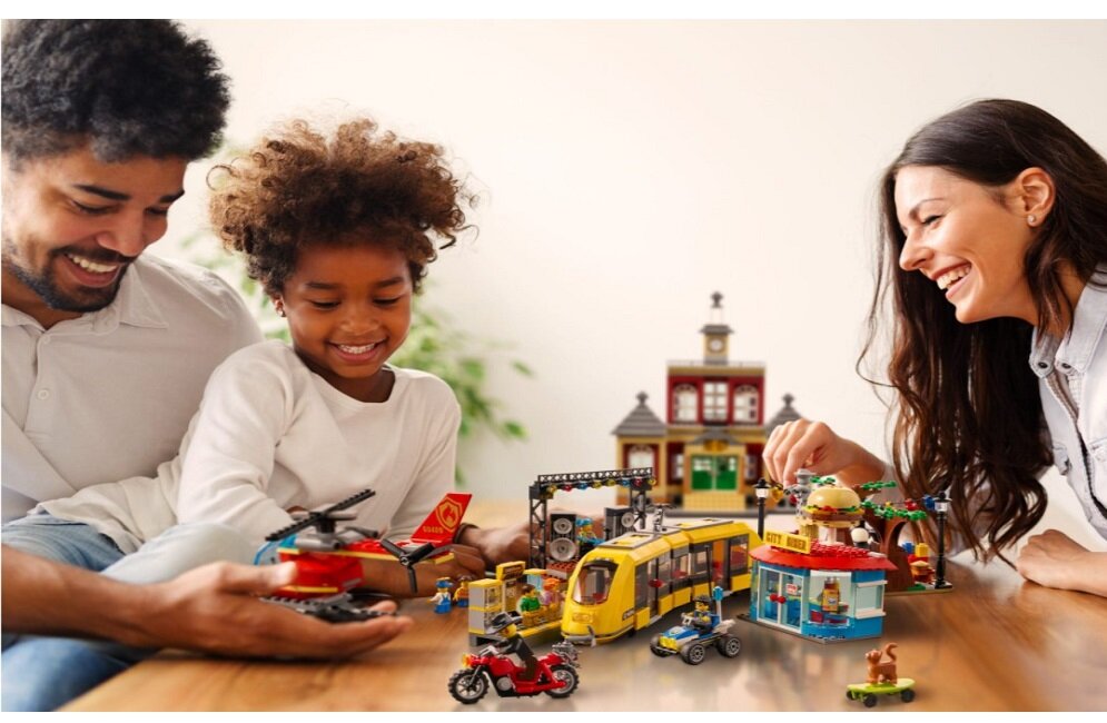 LEGO City Rynek 60271 kreatywna zabawa prawidłowy rozwój merytoryczny dziecka klocki figurki minifigurki bez zasilania klasyczna zabawa wysoka jakość lego wielogodzinna zabawa papierowa instrukcja