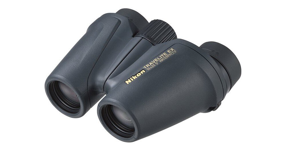 Lornetka NIKON Travelite EX 10x25 CF optyka waga konstrukcja ogniskowa zoom przybliżenie dioptria muszle oczne obiektywy soczewki pryzmat powłoka gwint okulary obserwacja przyroda sport powiększenie