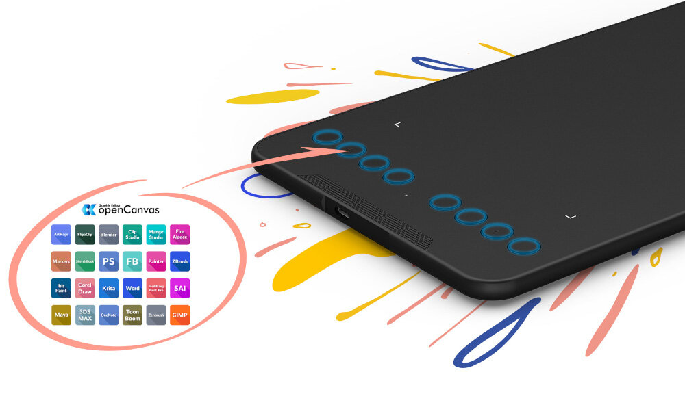 Tablet graficzny XP-PEN Deco Mini 7 przyciski programowalne wielofukncyjna tarcza intuicyjna obsluga