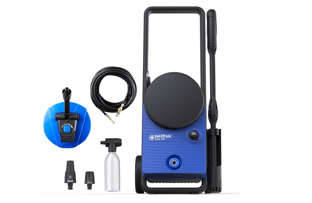 Myjka ciśnieniowa NILFISK Core 1306 PowerControl Garden EU 128471261 Dysza Powerspeed dysza tornado bula na detergent pistolet G1 szczotka do tarsów wąż click clean