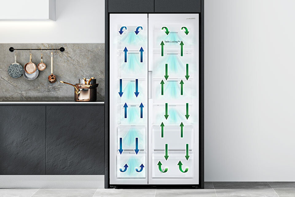 Dwa obiegi powietrza w zamrażalniku i chłodziarce Dwa obiegi powietrza w zamrażalniku i chłodziarce