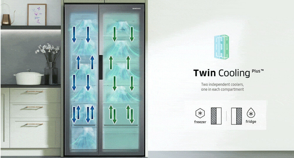 Lodówka SAMSUNG RS68A8820B1 EF Side by side Kostkarka Twin Cooling