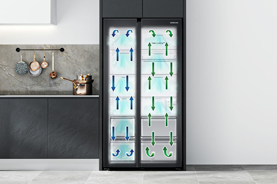 Kuchnia z lodówką dwudrzwiową o dwóch oddzielnych obiegach powietrza Kuchnia z lodówką dwudrzwiową o dwóch oddzielnych obiegach powietrza