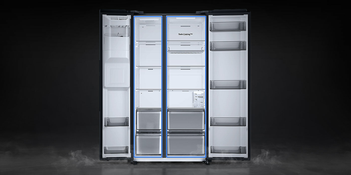 Otwarta na oścież pusta lodówka Samsung Otwarta na oścież pusta lodówka Samsung