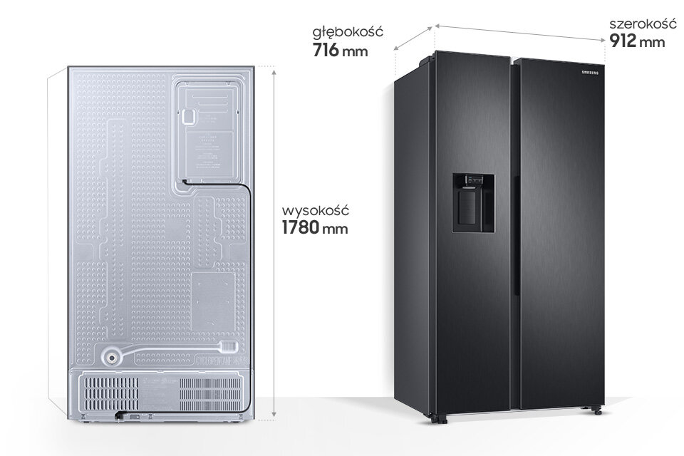 wysokość, szerokość oraz głębokość dwudrzwiowej lodówki