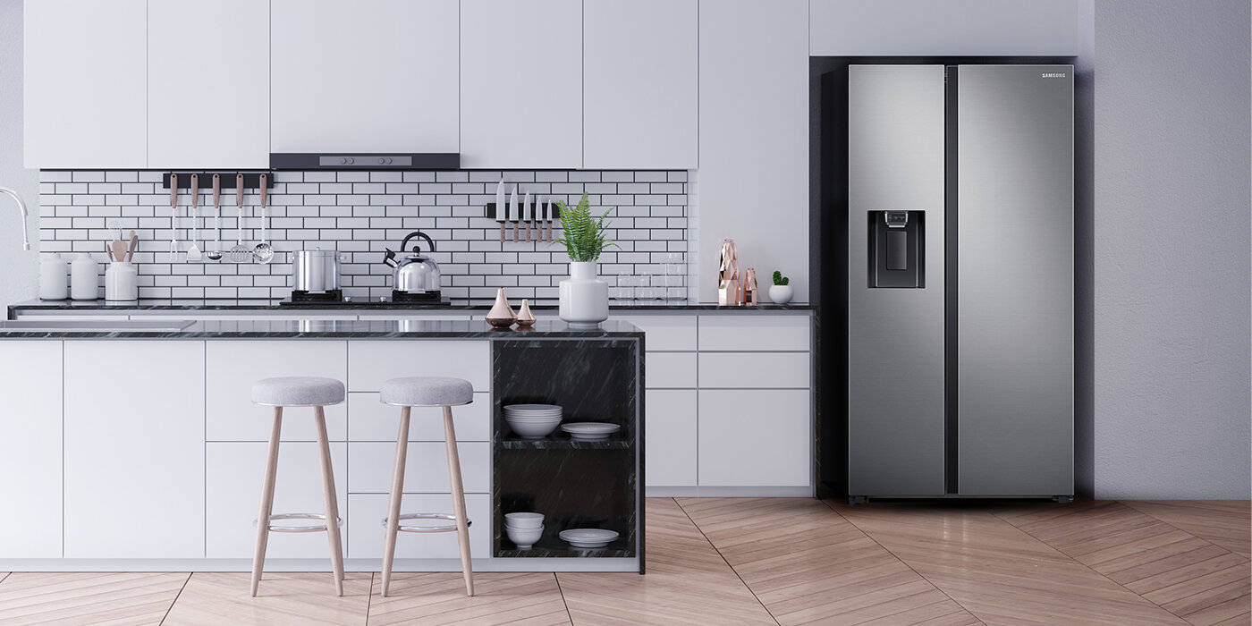 SAMSUNG RS65R5401M9/EO Side by Side No frost 178cm Srebrna Podajnik wody Kostkarka Lodówka