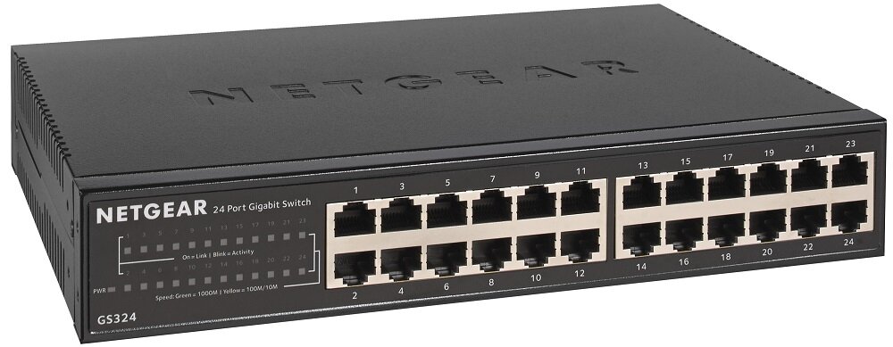 Switch NETGEAR GS324 - waga i rozmiar kompaktowy ograniczone zużycie energii niewielka emisja ciepła