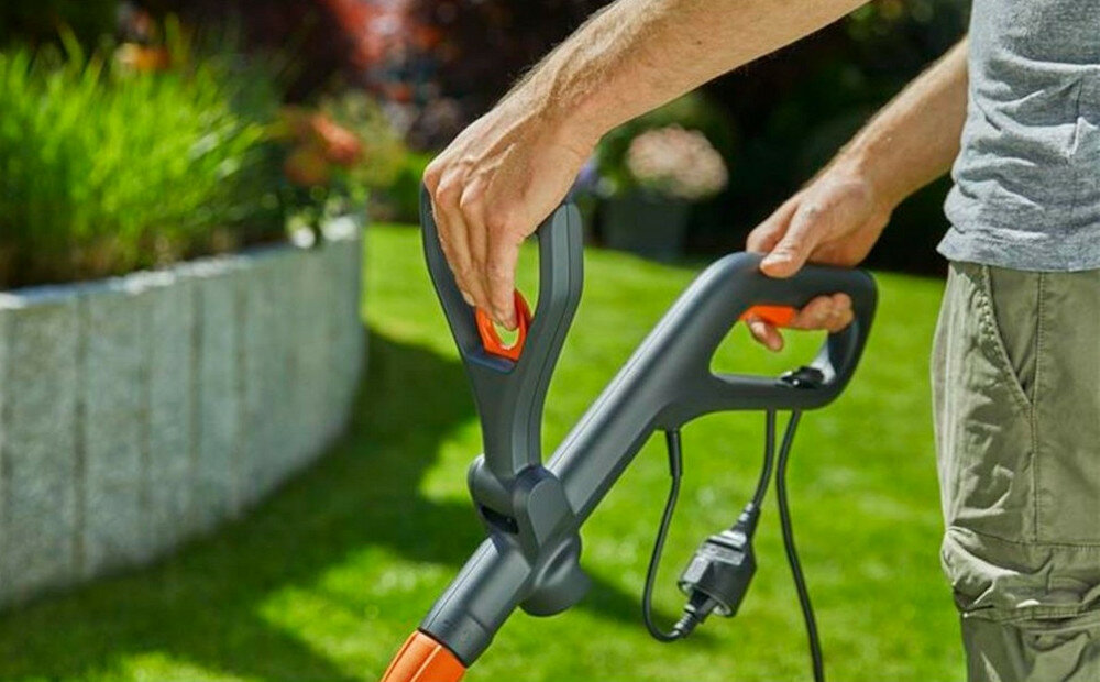 Podkaszarka elektryczna GARDENA EasyCut 450-25 uchwyt regulowany uchwyt przedni uchwyt teleskopowy