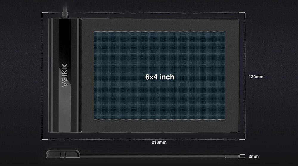 Tablet graficzny VEIKK S640 rozmiar