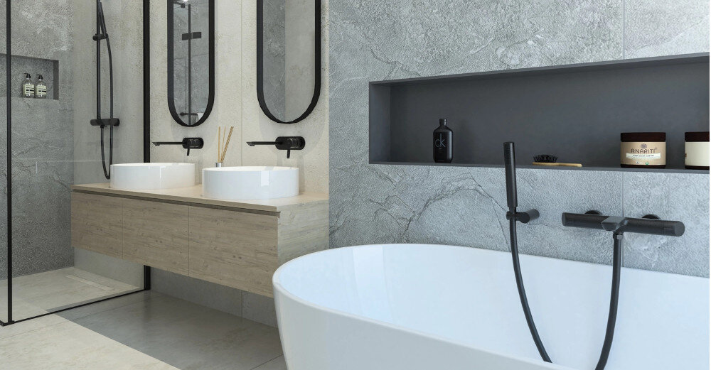 Bateria wannowa natynkowa DEANTE Arnika BQAN10M Nero czarna aerator zawory zwrotne