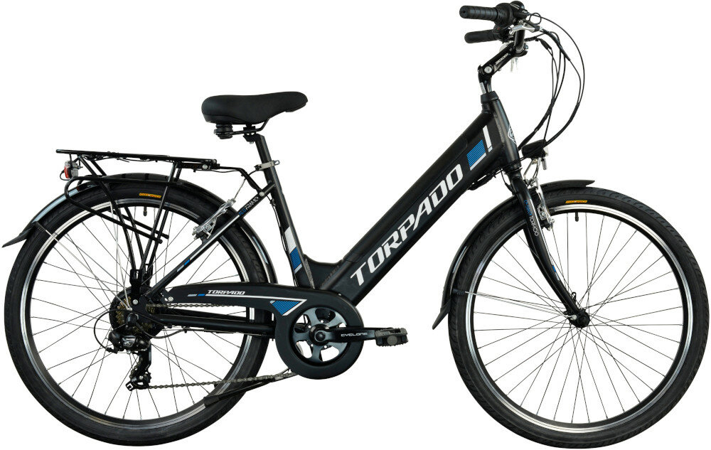 Rower elektryczny TORPADO Venus D17 26 cali damski Czarny wyglad front