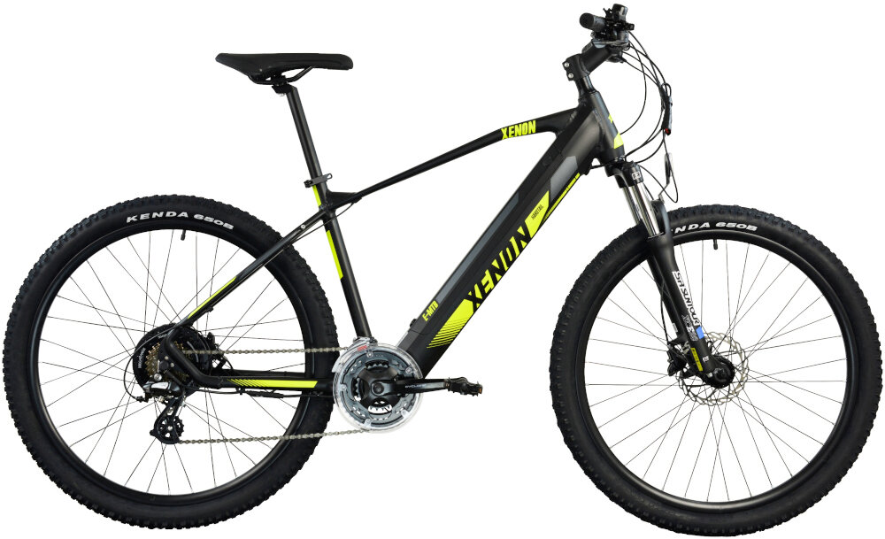 Rower elektryczny TORPADO Xenon M18 27.5 cala męski Czarno-żółty wyglad front