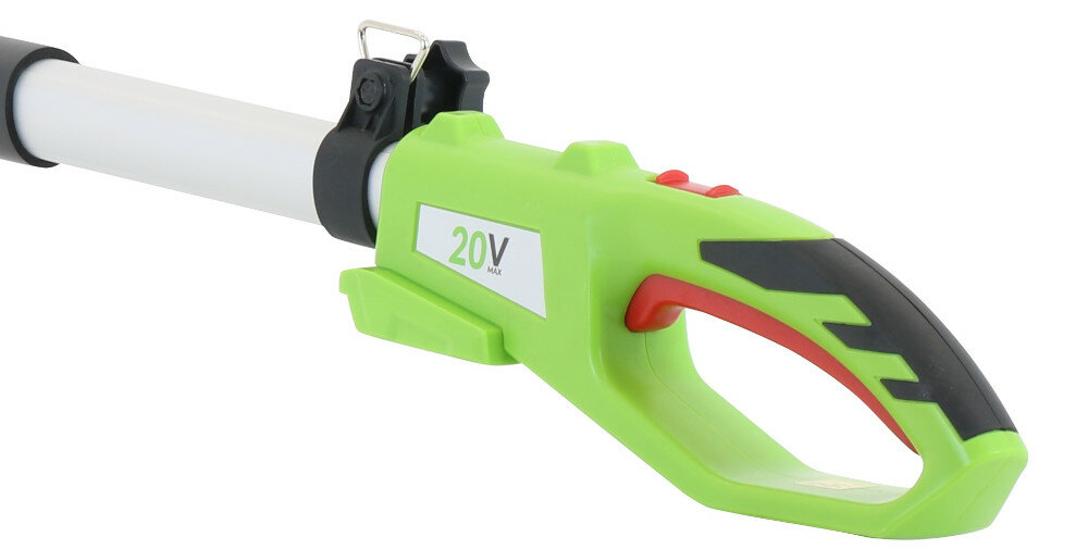 Piła akumulatorowa 4GARDEN PCB18E-AH-B15-S niewielka masa waga 4,1 kg ergonomiczna rączka z wygodnym włącznikiem pas podtrzymujący wysokiej jakości sprzęt ogrodniczy