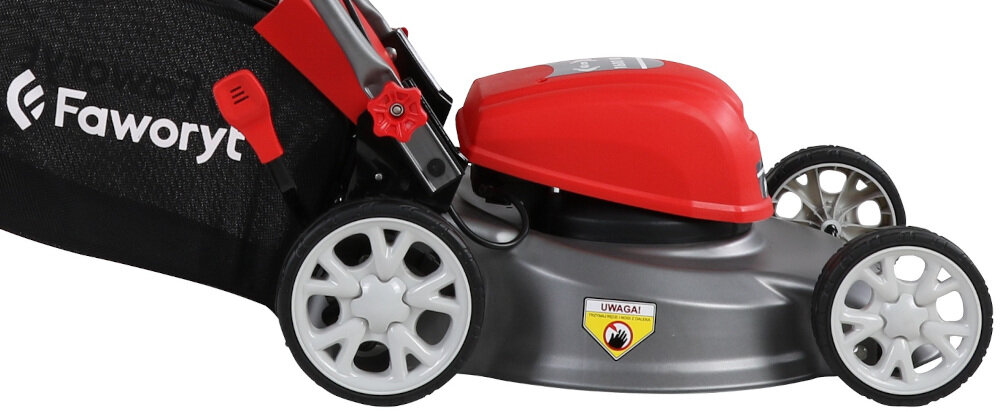 Kosiarka elektryczna FAWORYT XK 1600A 1600W koła sporych gabarytów 15,5 cm na przód 17 cm na tył