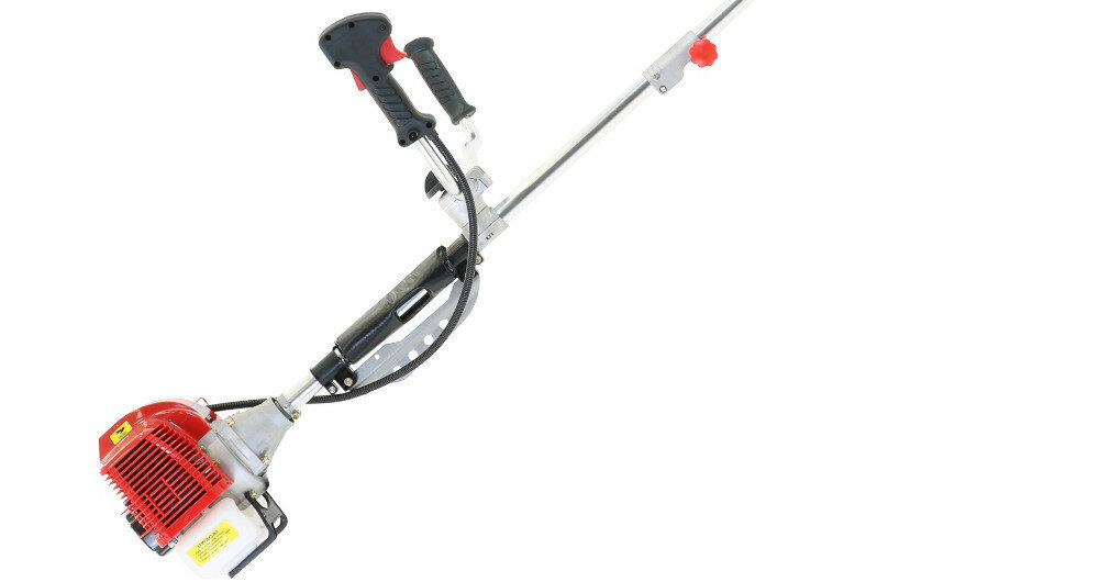 Kosa spalinowa FAWORYT TMK 52S wykonana z wysokiej jakości materiałów ergonomia i komfort użytkowania niska waga 7,8 kg wygodna w składaniu i transporcie do zastosowania domowego i dla profesjonalnych firm zestaw szelki klucz do świec pojemnik do mieszanki benzyny i oleju głowica żyłkowa tarcza tnąca