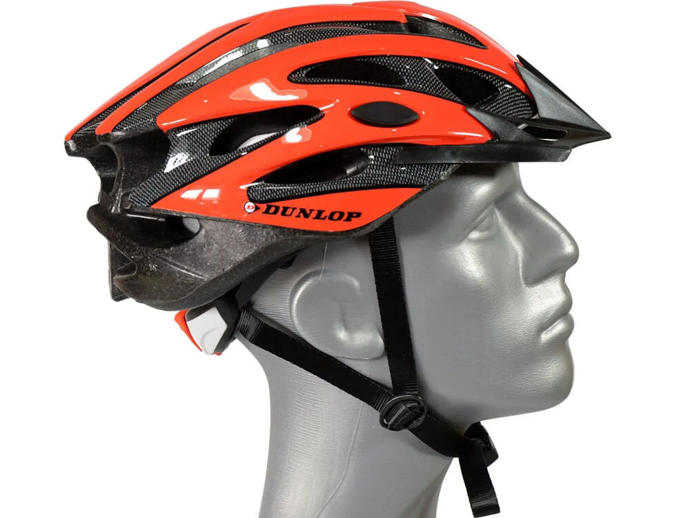 Kask rowerowy DUNLOP 272985 Czerwono-czarny MTB (rozmiar M) daszek EPS certyfikat
