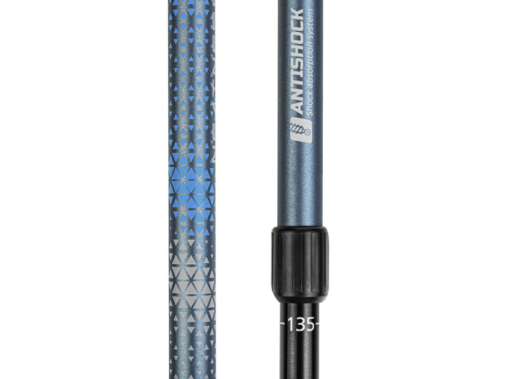 Kijki do nordic walking SPOKEY Neatness II Niebieski regulacja wysokości w zakresie od 105 do 135 cm system absorbcji wstrząsów AntiShock osłabienie drgań
