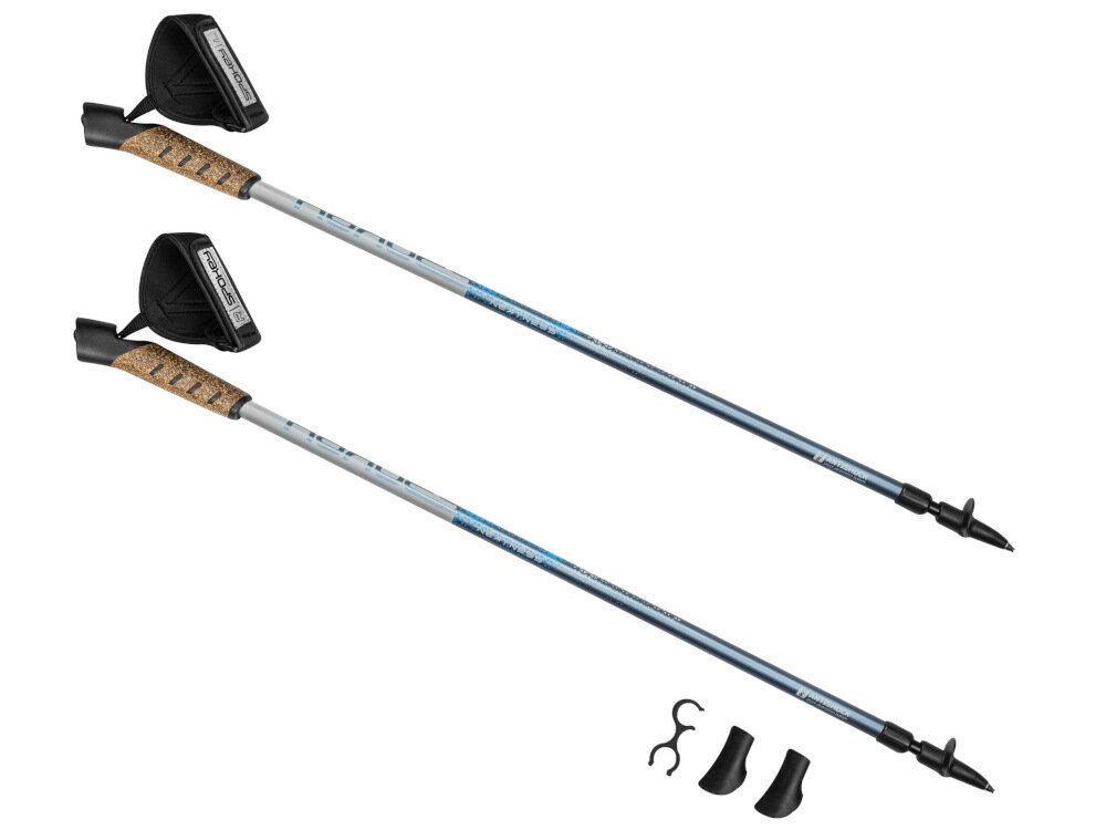 Kijki do nordic walking SPOKEY Neatness II Niebieski zestaw dwa kijki dwie gumowe nakładki instrukcja obsługi w języku polskim karta gwarancyjna