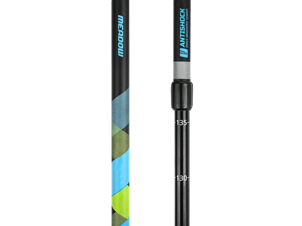 Kijki do nordic walking SPOKEY Meadow regulacja wysokości w zakresie od 105 do 135 cm system absorbcji wstrząsów AntiShock osłabienie drgań
