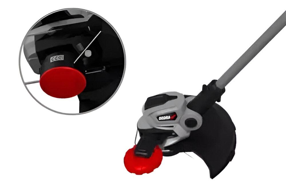 Podkaszarka elektryczna DEDRA DED8695 automatycznie podawana zylka tnaca srednica 1,6 mm szerokosc robocza 30 cm regulowana glowica tnaca w kilku plaszczyznach zylka podawana jest podwojnie