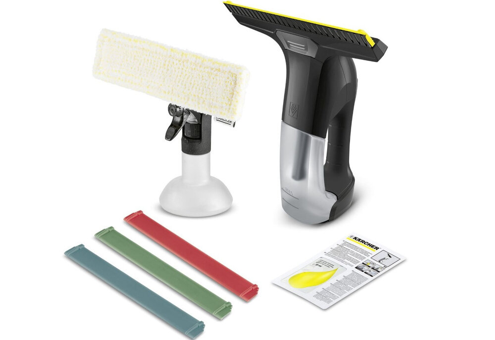 Myjka do okien KARCHER WV 6 Plus Multi Edition 1.633-514.0 wyposazenie 3 listwy ssace srodek doc zyszczenia butelka ze spryskiwaczek z mikrofibra wymienna koncowka ssaca ladowarka