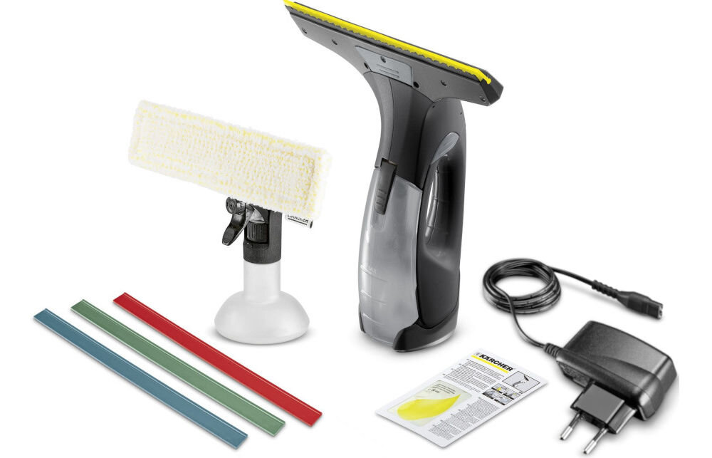 Myjka do okien KARCHER WV 2 Plus Multi Edition 1.633-495.0 wyposazenie 3 listwy ssace srodek doc zyszczenia butelka ze spryskiwaczek z mikrofibra wymienna koncowka ssaca ladowarka