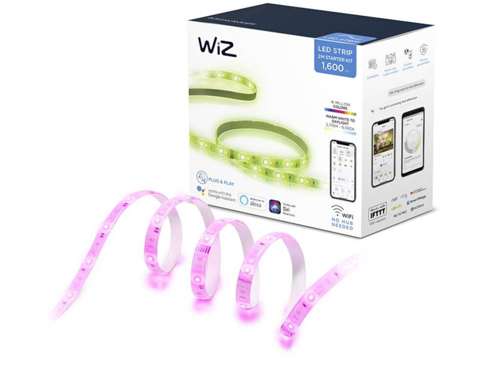 Taśma LED WIZ 9290025248 2 m twój głos kluczem do sterowania żarówkami i paskami świetlnymi WIZ żywotność do 15000 godzin temperatura barwowa 2700-6500 K 16 milionów kolorów