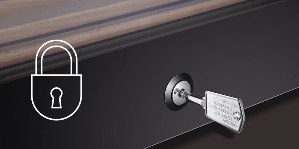 CHŁODZIARKA DO WINA HAIER HWS49GA grafika zamek kluczyk System blokowania drzwi blokada ochrona