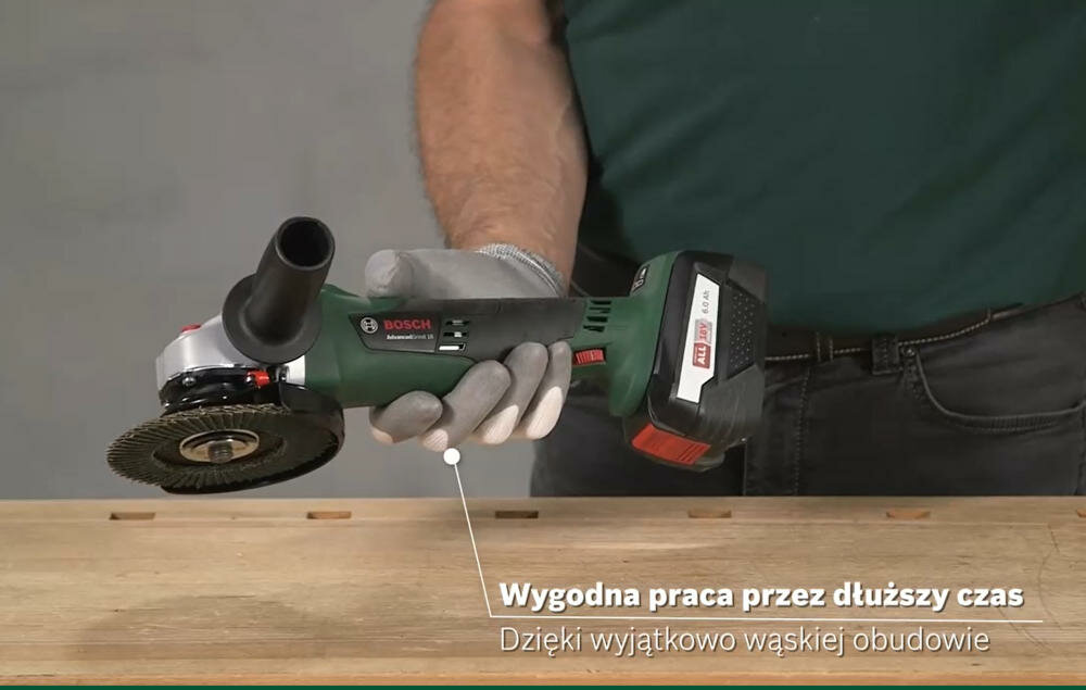 BOSCH AdvancedGrind 18 06033D9002 praca wygodna komfortowa wąska obudowa lekka konstrukcja