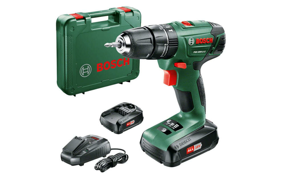 BOSCH PSR 1800 LI-2 akumulator ładowarka walizka końcówka wkręcająca instrukcja gwarancja zestaw