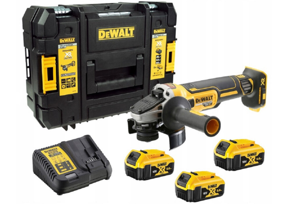 Szlifierka kątowa DEWALT DCG405P3 wyposażenie zestaw