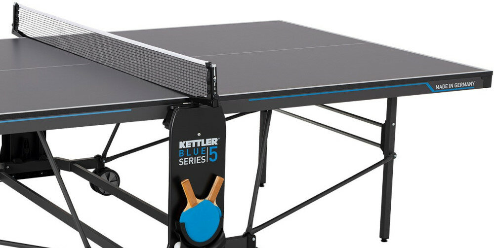 Stół do ping ponga KETTLER K5 Indoor do użytku wewnętrznego funkcjonalne kieszenie solidna stalowa rama blat 19 mm grubości stołowego z panelu z żywicy melaminowej kompensacja nierówności do 30 mm
