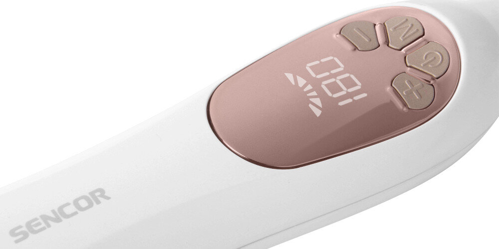 Lokówka SENCOR SHS 0900GD 26 mm Kontrola temperatury i czasu 11 poziomów regulacji temperatury zakres dopasowanie 10 ustawień czasu pracy czas przejrzysty wyświetlacz LED i diodę informującą