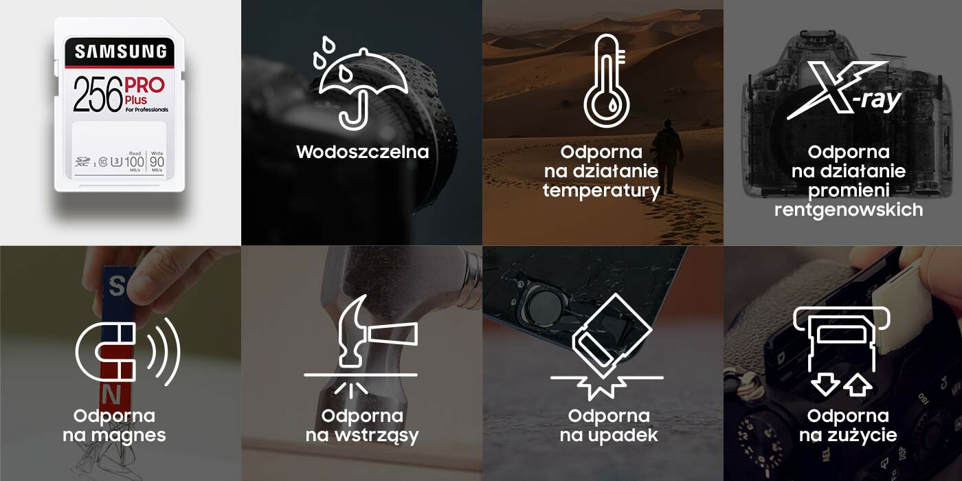 Przedstawienie sytuacji ekstremalnych, w których karta SD pozostaje w pełni funkcjonalna Przedstawienie sytuacji ekstremalnych, w których karta SD pozostaje w pełni funkcjonalna