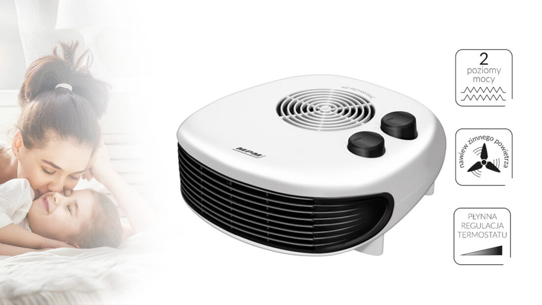 Termowentylator MPM Mug-20 regulacja funkcja nadmuchu zimnego powietrza dwa poziomy grzania