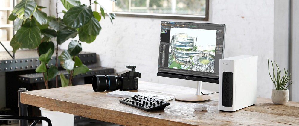 Komputer Acer ConceptD 100 - nowoczesny design cicha wentylacja panel przypominający drewno