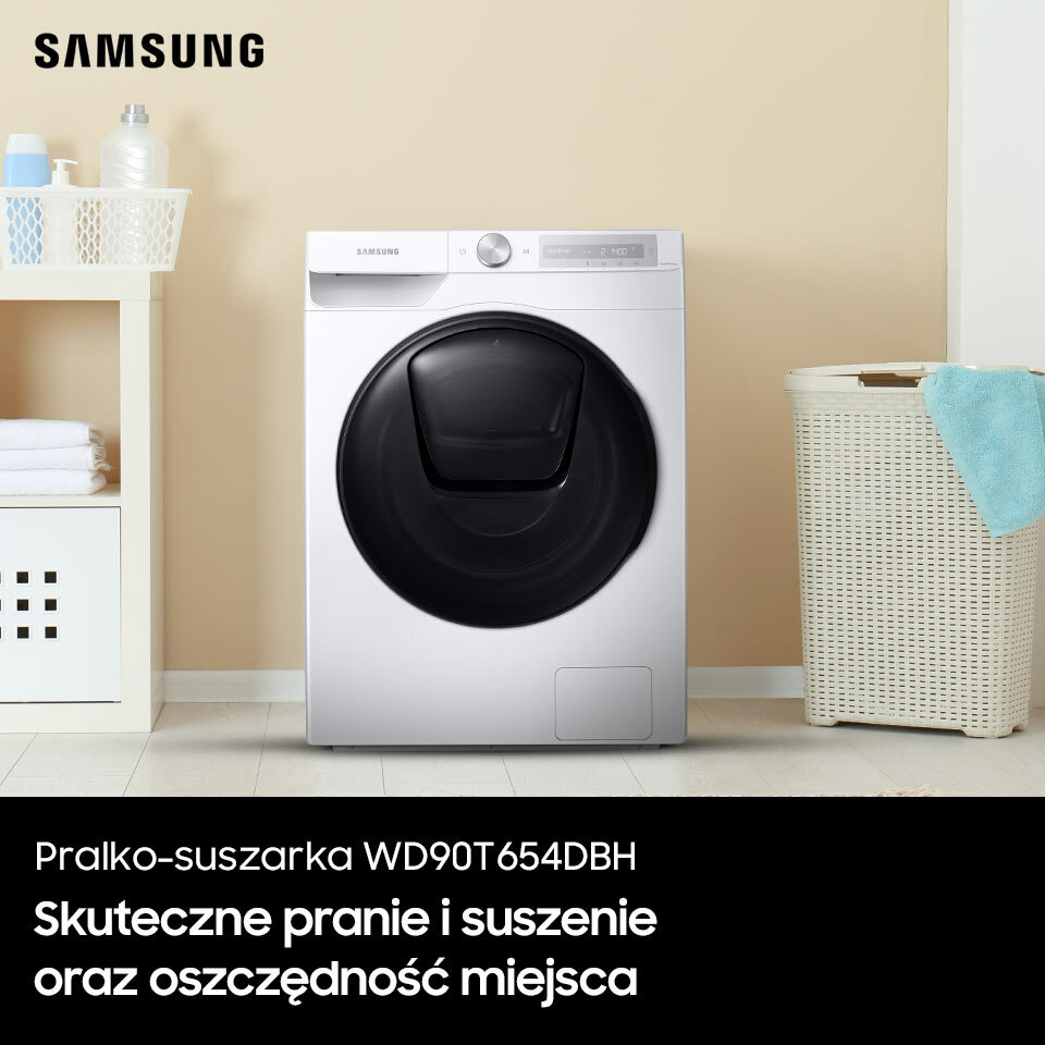 Pralko-suszarka Samsung WD90T654DBH zapewnia skuteczne pranie i suszenie