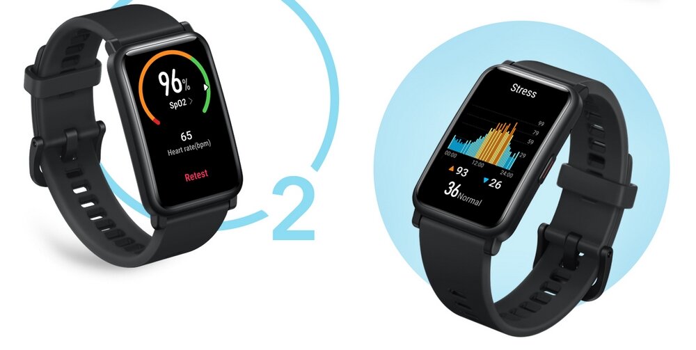 Smartwatch HONOR Watch ES ekran amoled bateria trening sport tętno zdrowie spo2 smartfon aplikacja stres sen zdrowie  