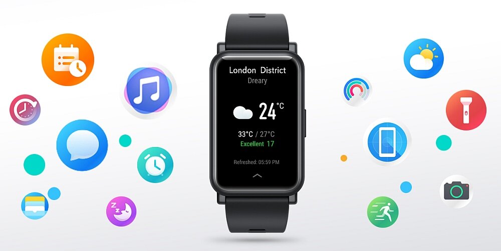 Smartwatch HONOR Watch ES ekran amoled bateria trening sport tętno zdrowie spo2 smartfon aplikacja stres sen zdrowie  