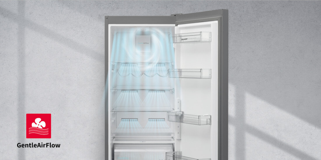 Lodowka SHARP SJ-BA05DTXLFEU No frost 180cm Srebrna system cyrkulacji powietrza System GentleAirFlow MultiAirFlow