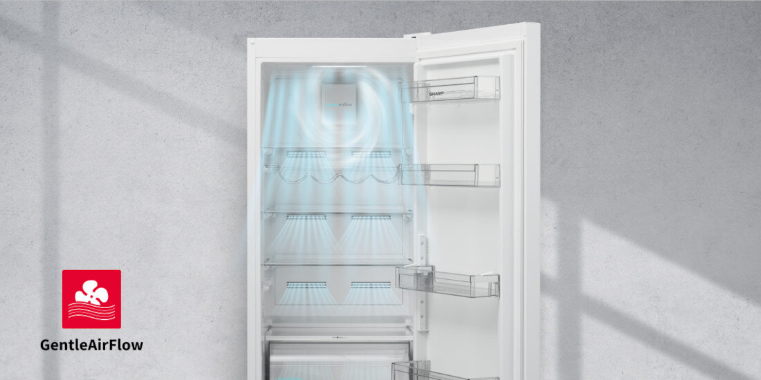 Lodowka SHARP SJ-BA05DTXWFEU No frost 180cm Biala system cyrkulacji powietrza System GentleAirFlow MultiAirFlow