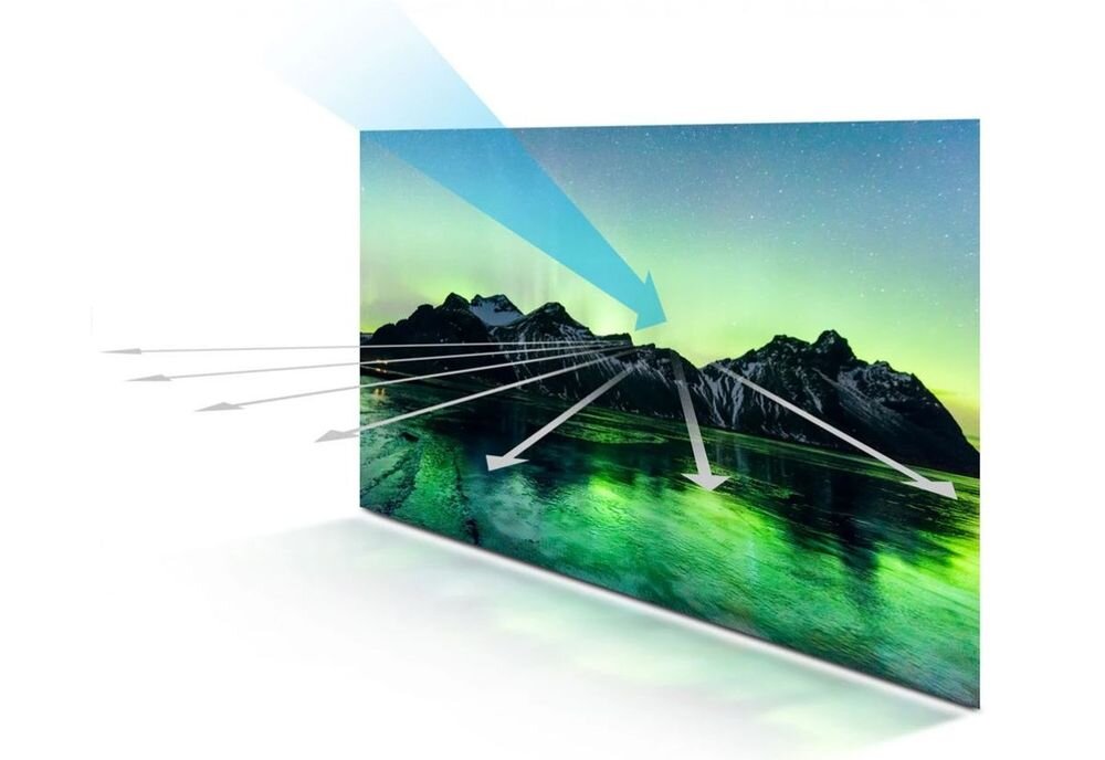 Projektor VIEWSONIC PX701-4K ochrona oczu światło odbite komfort oglądania, obraz po skosie na białym tle