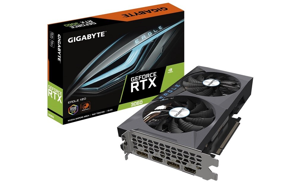 Karta graficzna GIGABYTE GeForce RTX 3060 Eagle OC - wygląd ogólny opakowania AMPERE NVIDIA RTXakceleracja DLSS
