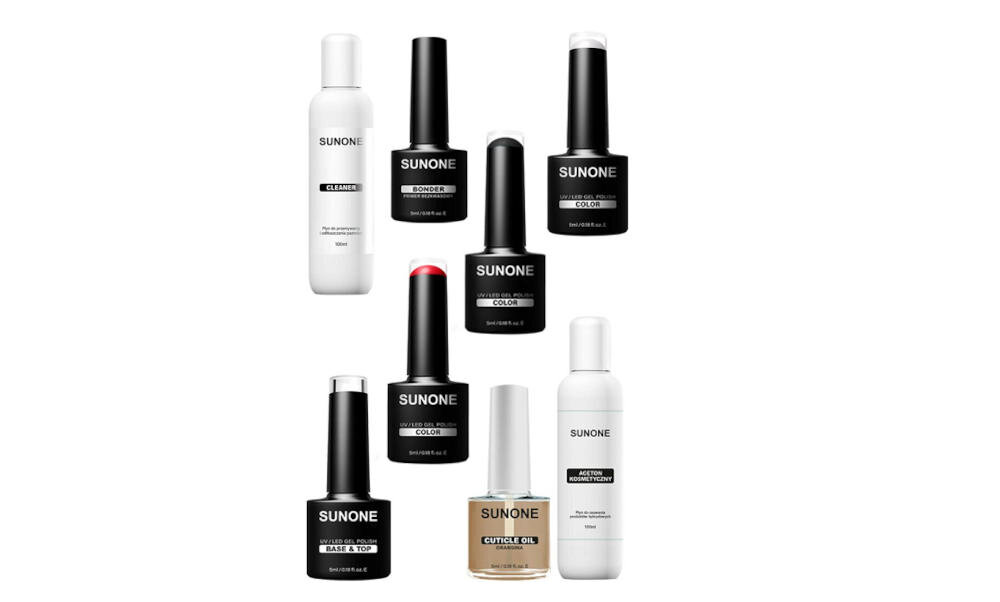 SUNONE-S01 lakiery do paznokci hybrydowe pędzelek paznokieć aceton cleaner primer oliwka skórki